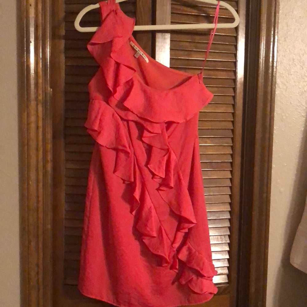Hot pink one shoulder dress